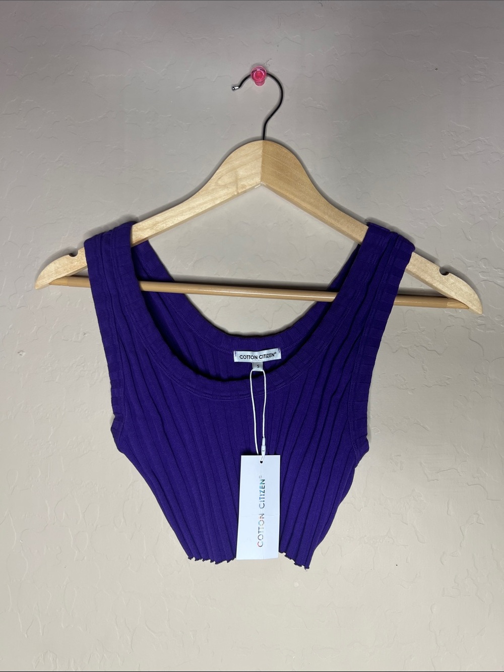 Cotton Citizen Deep Purple Ribbed Crop Tank